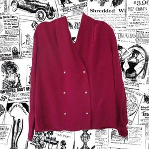 1990s vintage talbots silk top pearl burgundy shirt size 10 large